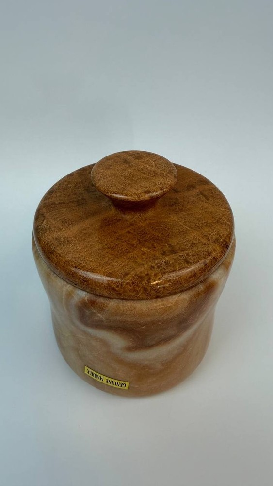 Genuine Marble Bathroom Vanity Jar With Lid Stone Container 2.30 lb