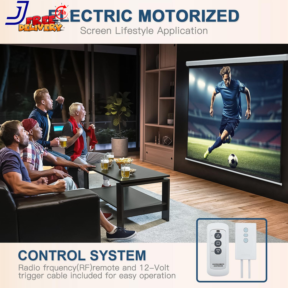 120" Projector Screen Motorized 16:9 4K HD Pull down Retractable Projection Scre
