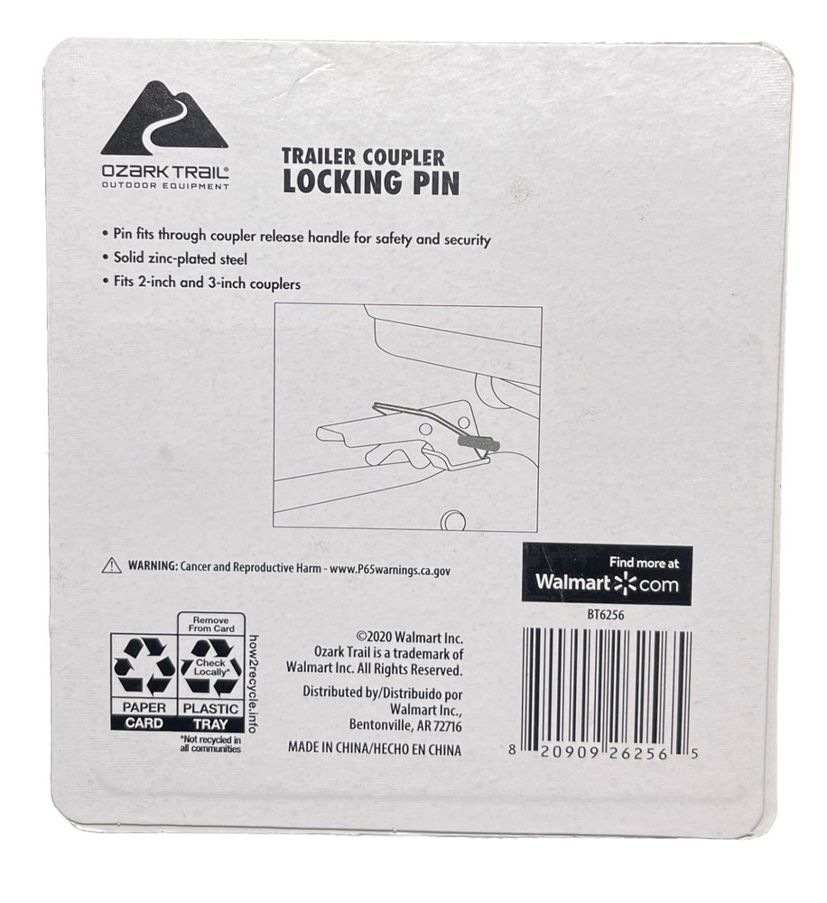 Ozark Trail Trailer Coupler Locking Pin