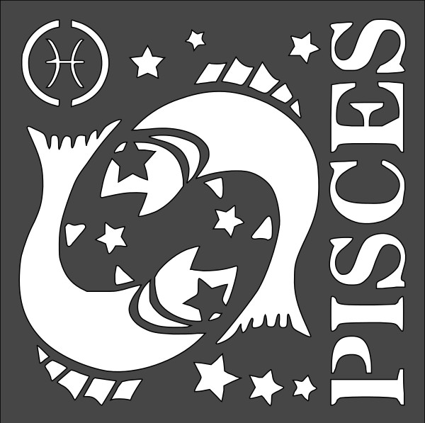 6"x6" Clear Plastic Stencil - Pisces Zodiac (RE78)