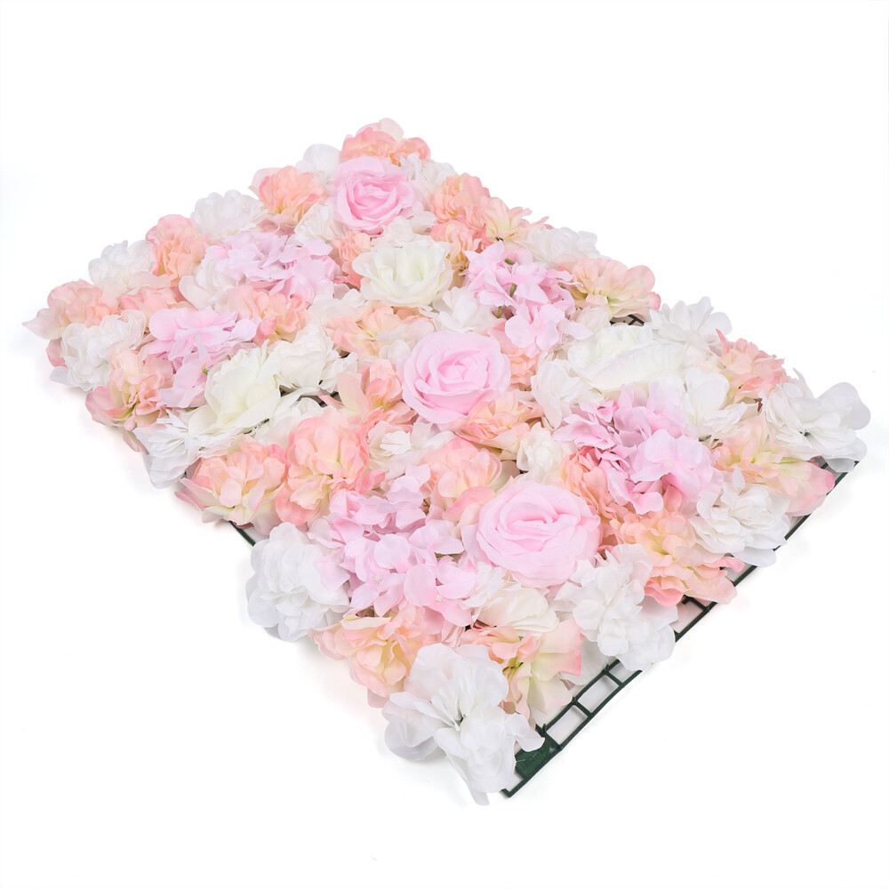 Artificial Rose Silk 3D Flower Wall Panel Wedding Party Backdrop Decor 60cmX40cm