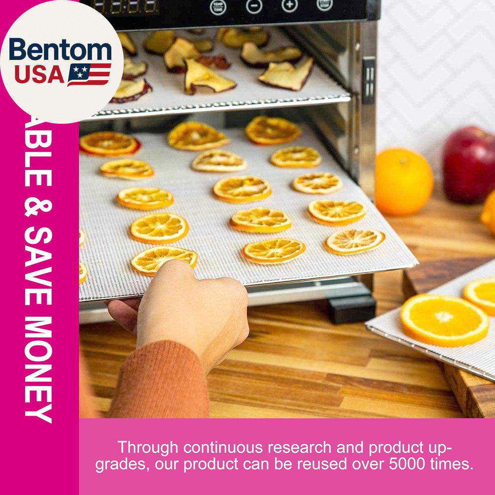 Pack of 5 Premium Non Stick Silicone Dehydrator Sheets for Fruit Dryer Mesh