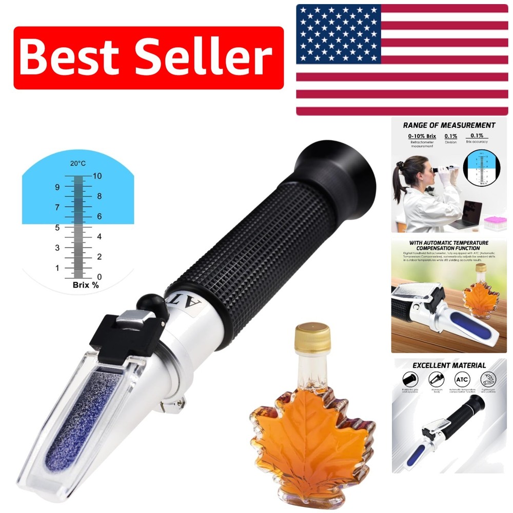 Portable 0-10% Brix Refractometer for Precise Sugar Content Testing & LED Light