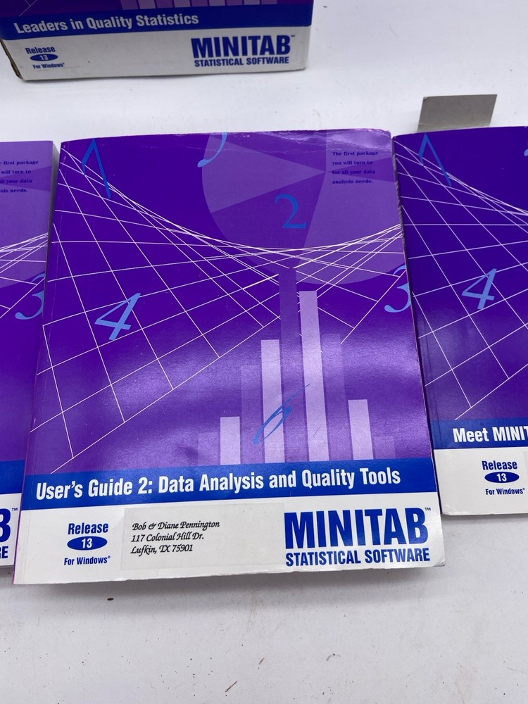 Statistical Software - Minitab 13 BOOKS MANUALS ONLY NO DISCS