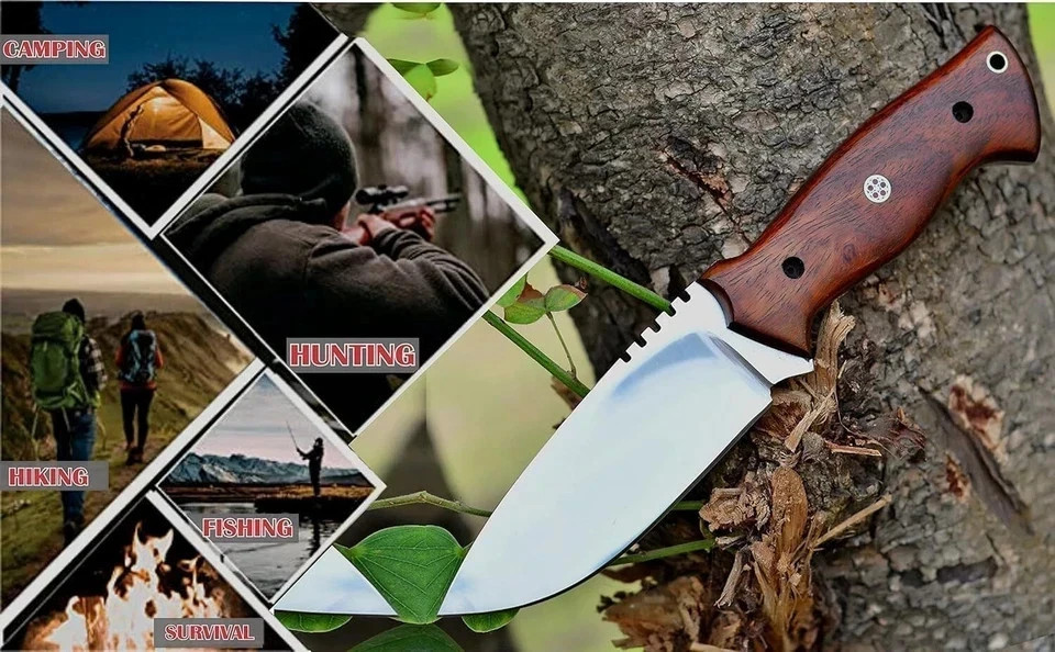 Fixed Blade Hunting Knife – 9.6" Forged Stainless Tracker Razor Sharp w/ Sheath