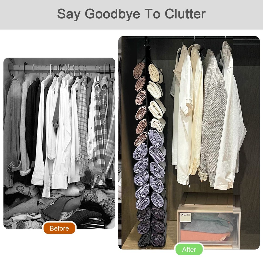 Legging Organizer, Foldable Hanging Closet Organizer with 26 Roll Compartment...