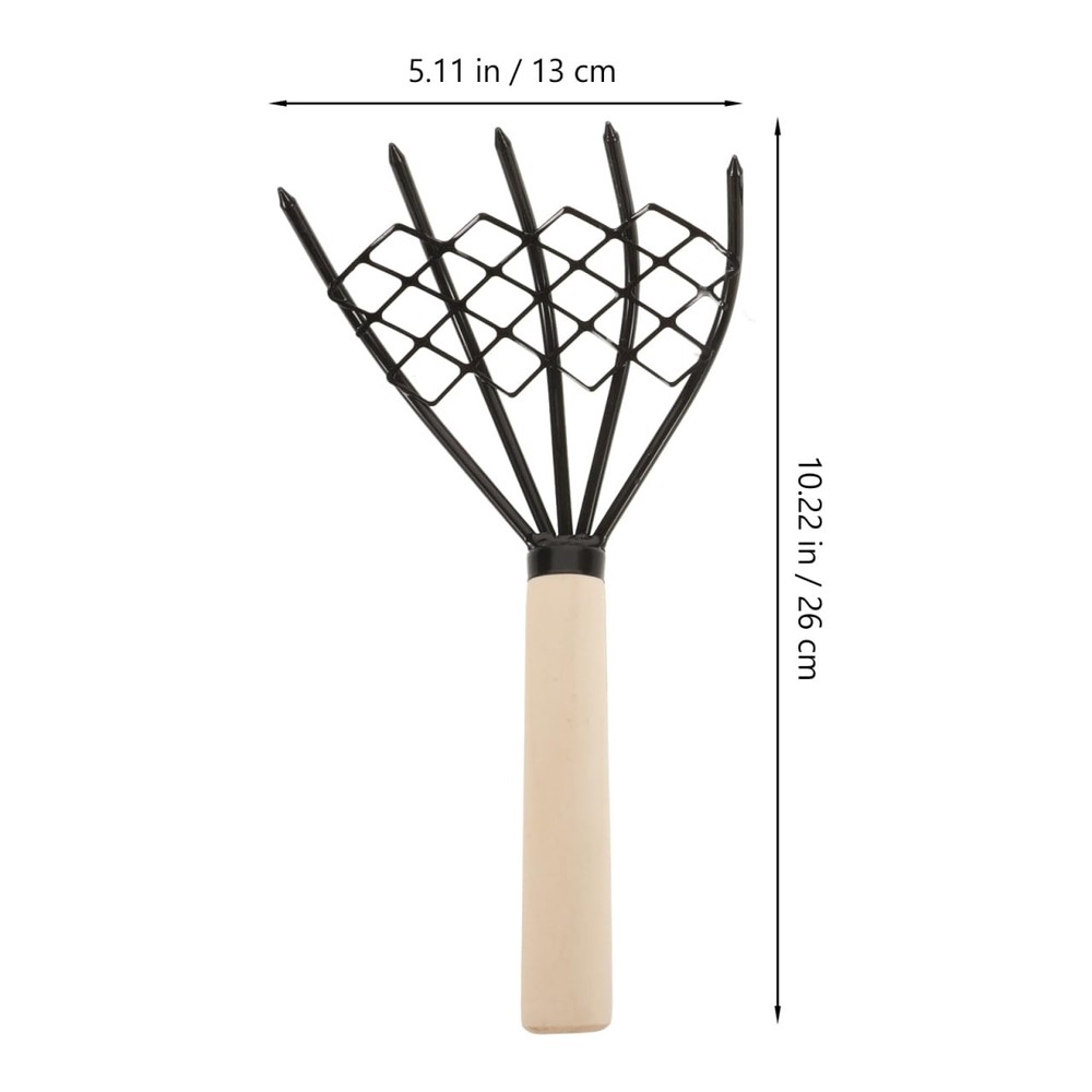 Clam Digger Rake 10 Inch Wooden Handle Mesh Net Seafood Shell Digging 2 PCS