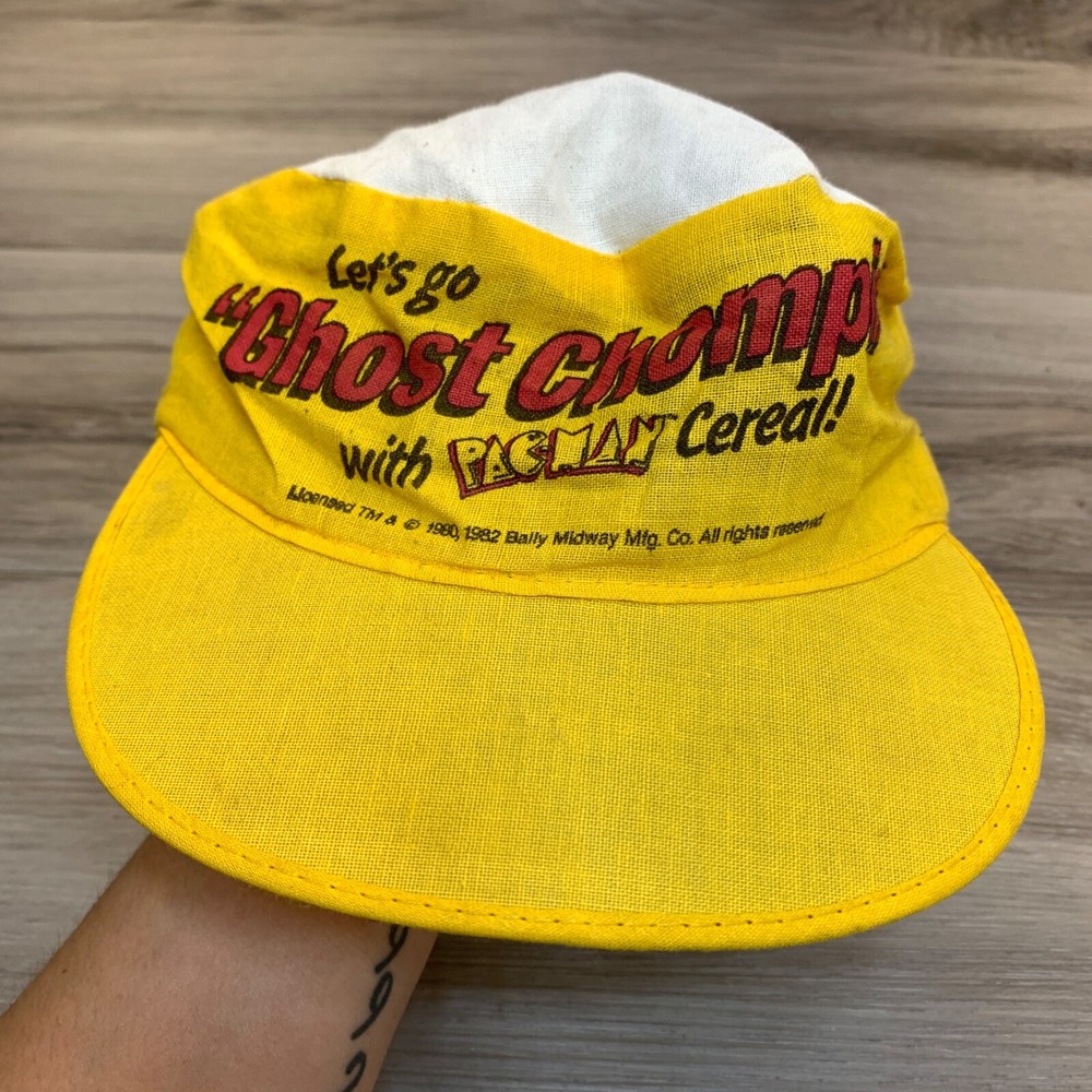 1982 Midway - Pac Man Cereal - Painter Hat "Lets Go Ghost Chompin"