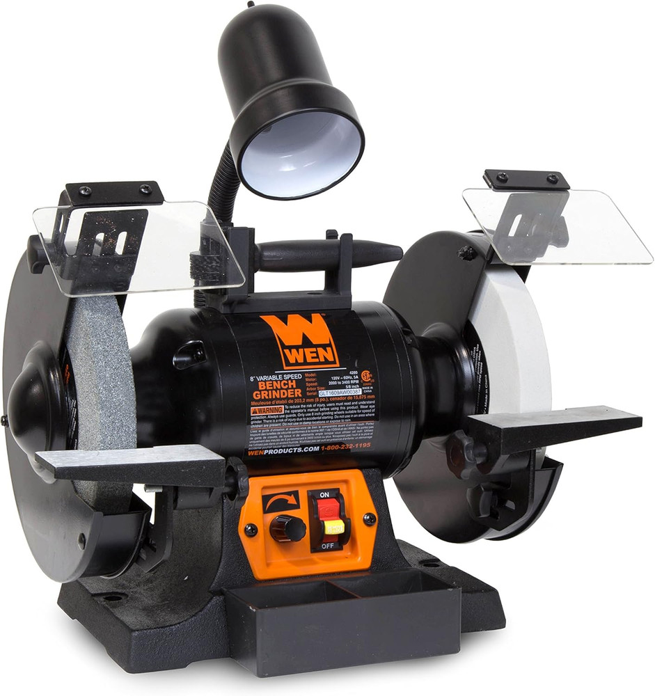 WEN BG4280 5-Amp 8-Inch Variable Speed Bench Grinder with Flexible Work Light, B