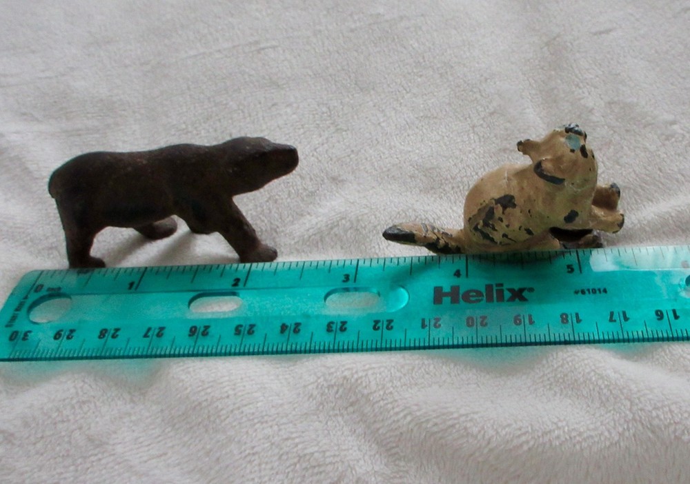 Vintage Small Cast Iron Bear and Cat