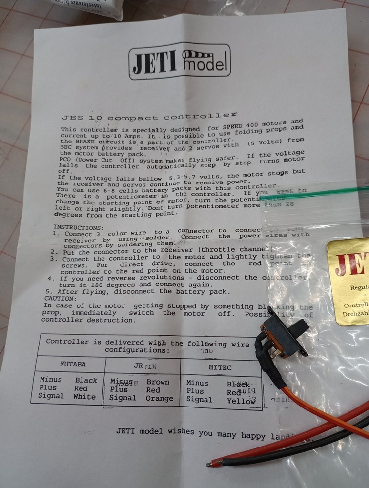 Jeti Jes 10 Compact Esc For Speed 400 Plus A Free Gift