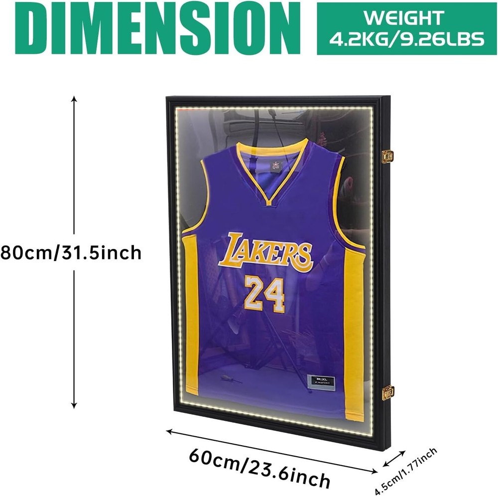 Jersey Frame LED Display Case Shadow Box with LED Light 4-Pack