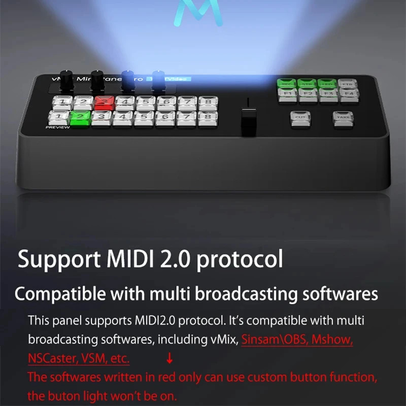 TYST vMix Mini Panel Pro 8-Channel Broadcast Switcher Video Recording Switching