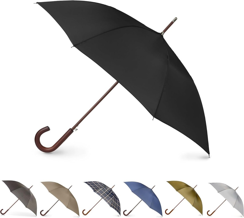 Eco Auto Open Umbrella Classic Wooden Handle