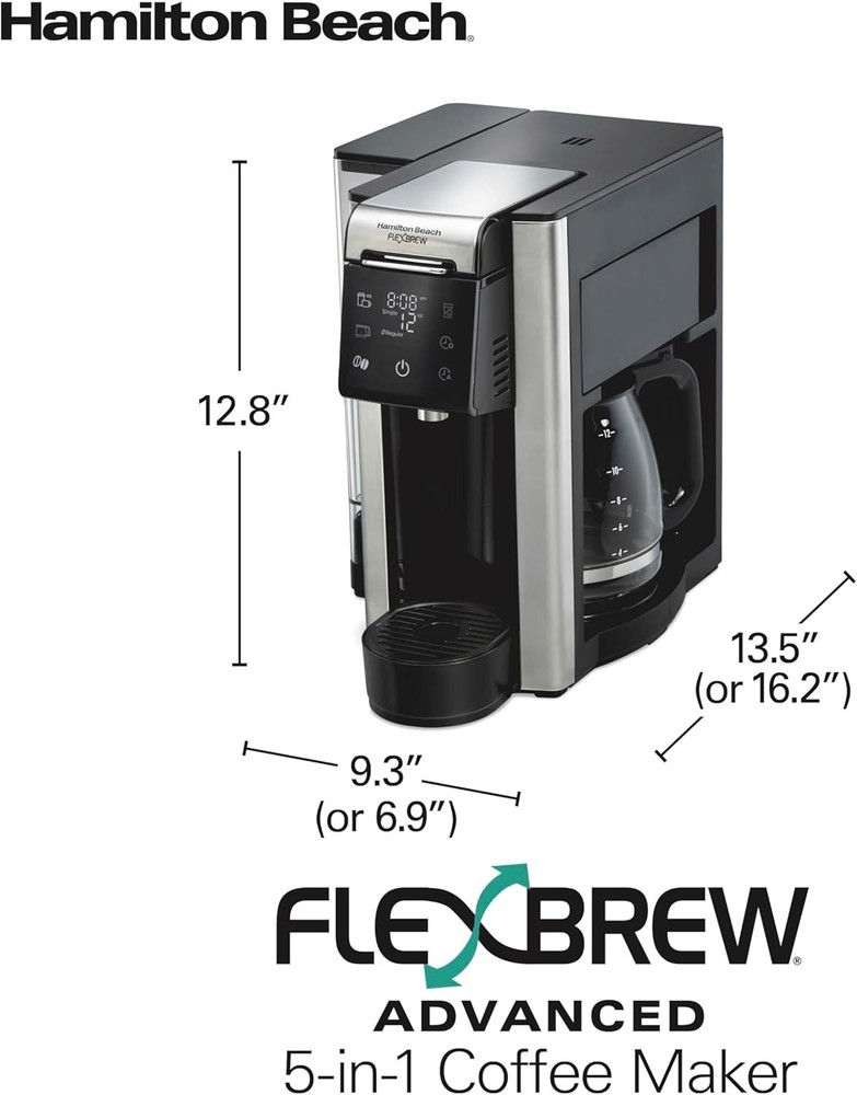 Hamilton Beach FlexBrew Advanced 5-in-1 Programmable Single or 12 Cup Drip