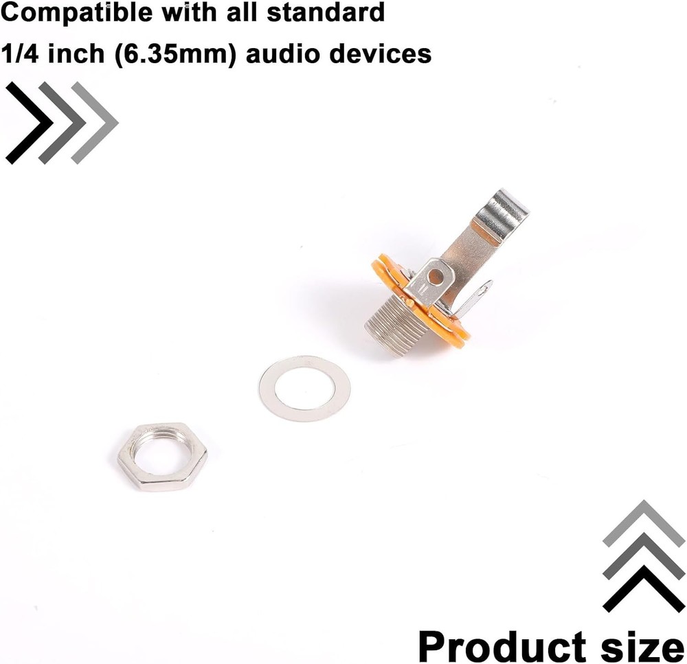 6.35Mm 1/4 Inch Female Mono TS Socket Panel Mount Jack Guitar Input Jack Socket