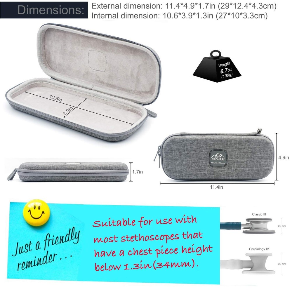Hard Stethoscope Case, Lightweight Thin Stethoscope Holder Storage Pouch for ...