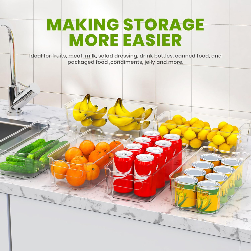 - Fridge & Refrigerator Organizer Bins (8 Pack), Clear Stackable Durable Plastic