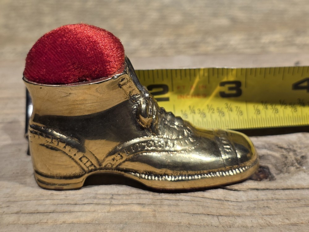 3" Miniature Brass Boot Pin Cushion