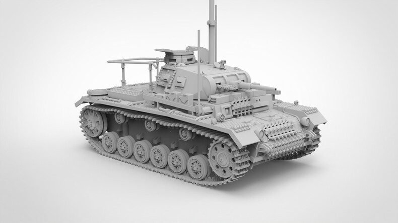 3D Printing Model 1/72 German Panzer III E-type command vehicle Model Unpainted
