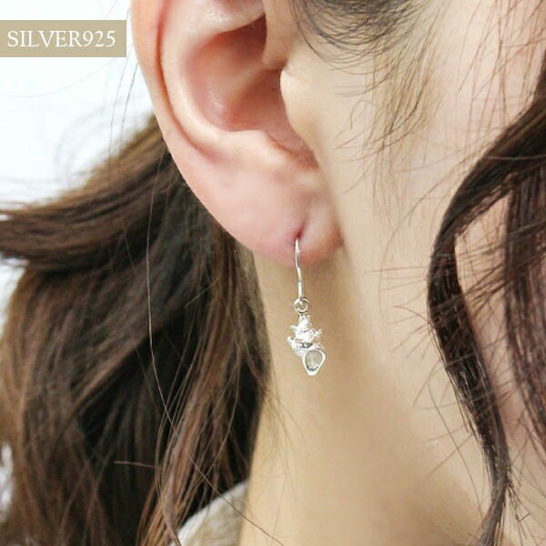 Swinging Shell Hook Earrings (Pair) Sterling Silver 925