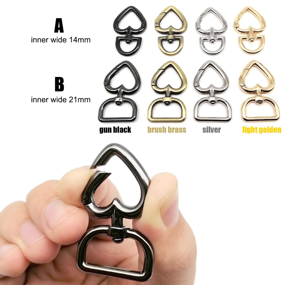 1/5pcs Heart Shape Spring O Ring Bag Strap Buckle Pendant Key Snap Clip Trigger