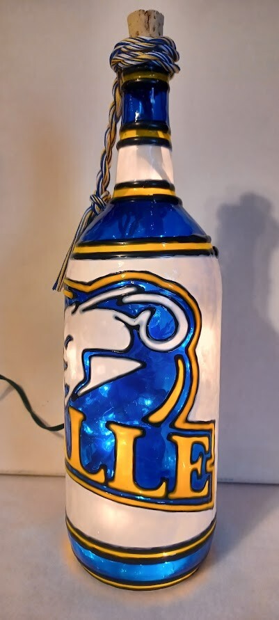 LaSalle University Inspired Lighted Bottle Hand Painted