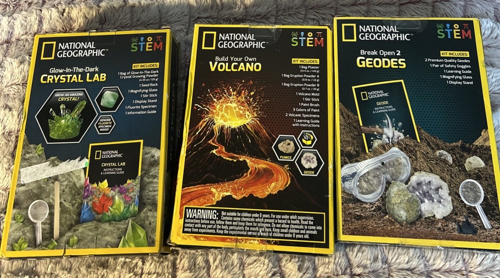 3 National Geographic Stem Science Projects Crystal Lab, Volcano , Geodes