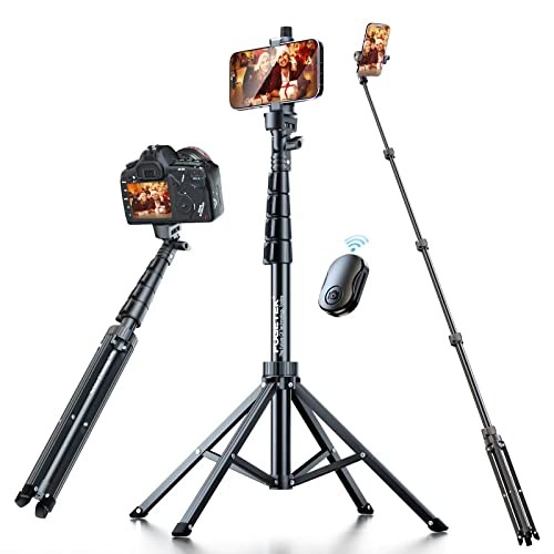 62" Professional Selfie Stick Tripod, Stable 4 Leg Design, Bluetooth Quadrapod
