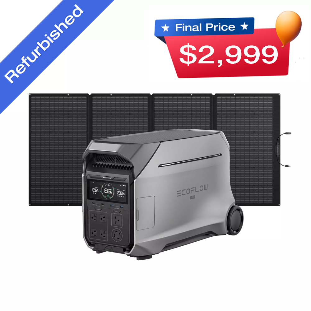 EcoFlow DELTA Pro 3 4kWh+400W Solar Panel Solar Generator Certified Refurbished
