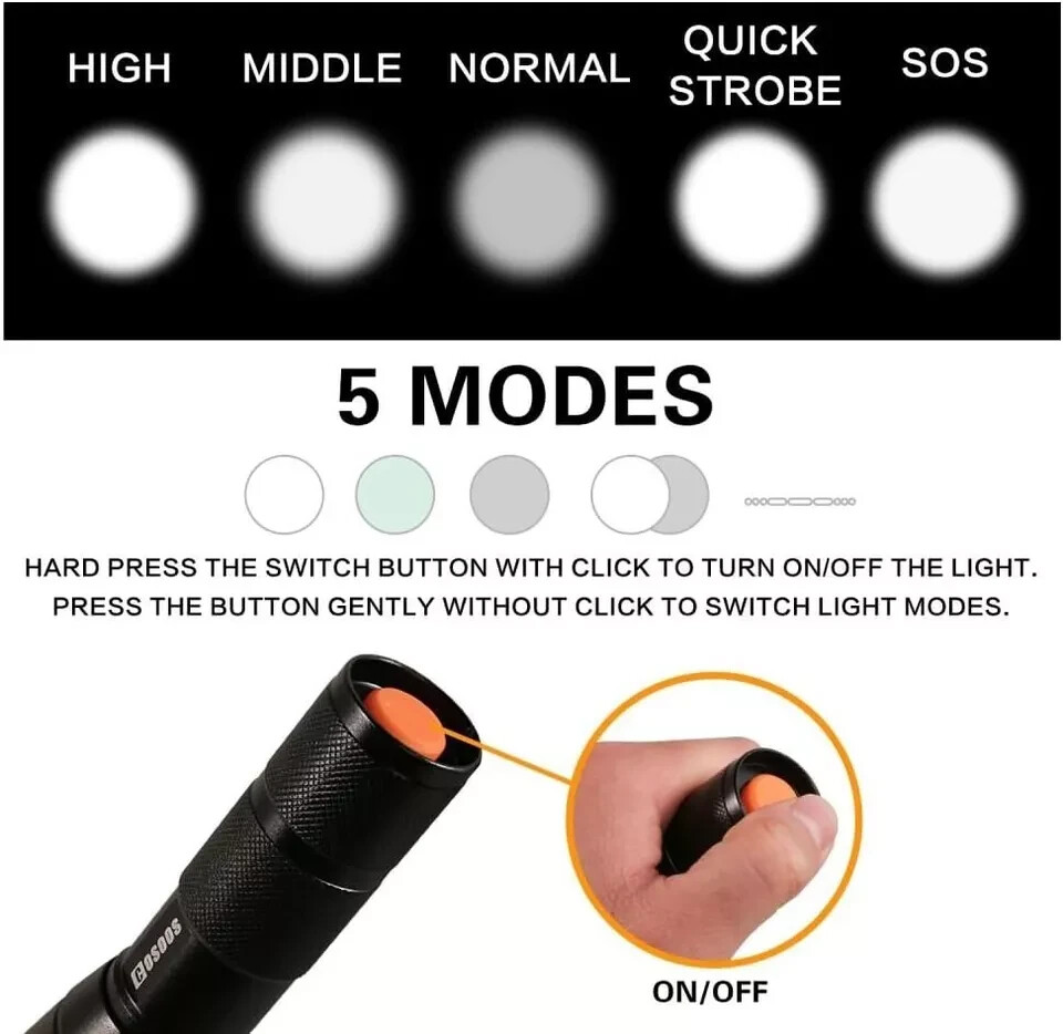 COSOOS LED Flashlight with Holster, Tactical Flashlight and Holder for Belt,1000