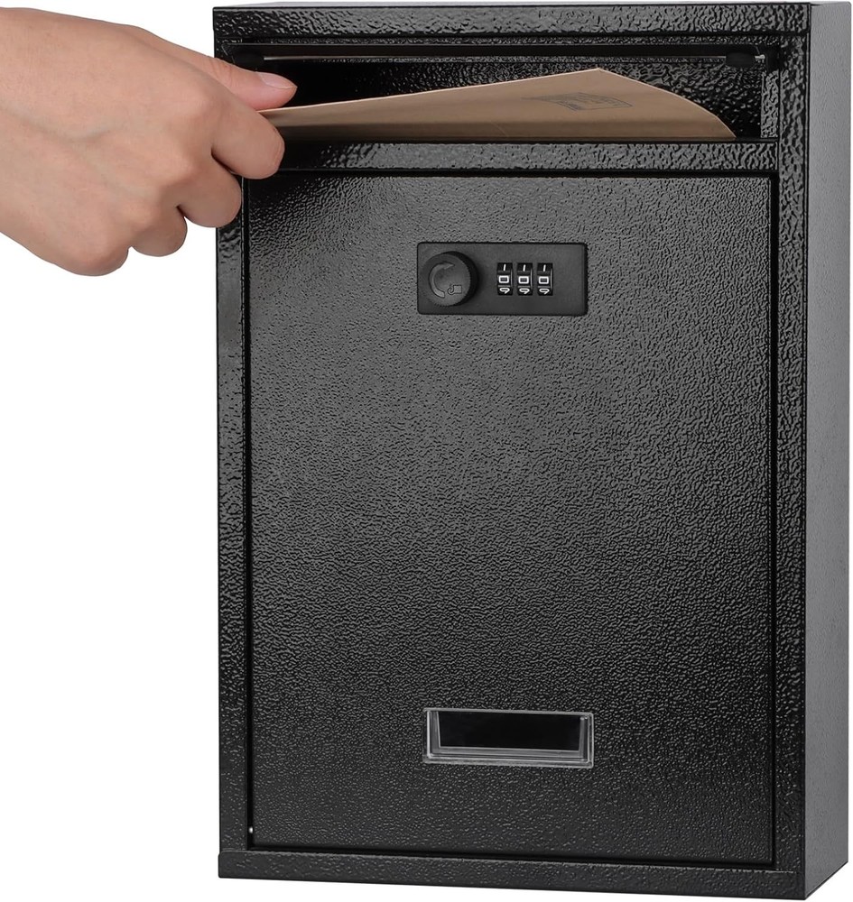 Locking Wall Mount Mailbox, Mail Boxes with Combination Lock for Outside, Sec...