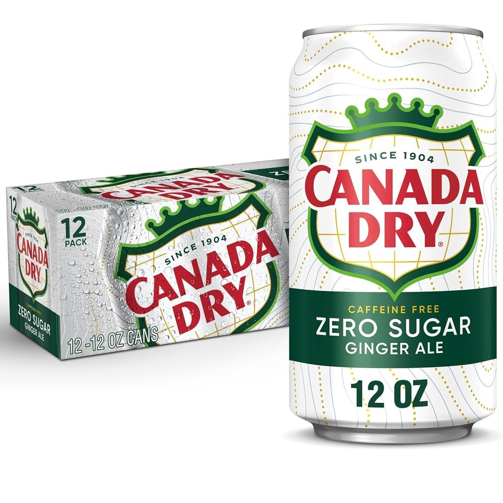 Zero Sugar Ginger Ale Soda, 12 fl oz cans, 12 pack