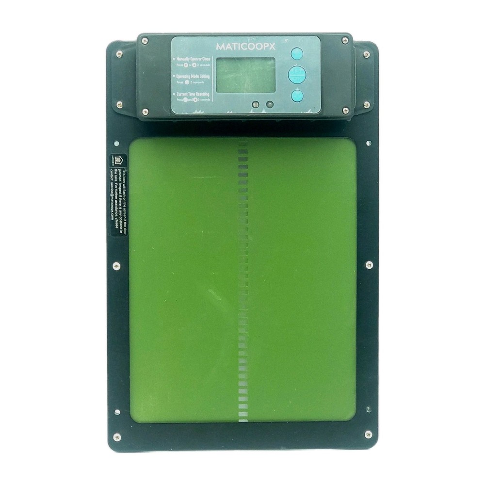 MATICOOPX Automatic Chicken Coop Door - Light Sensor & Timer - Green