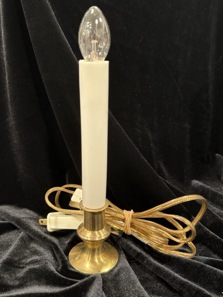 Electric Candle Lamp Solid Brass Base 7" Candle Light Christmas #91943