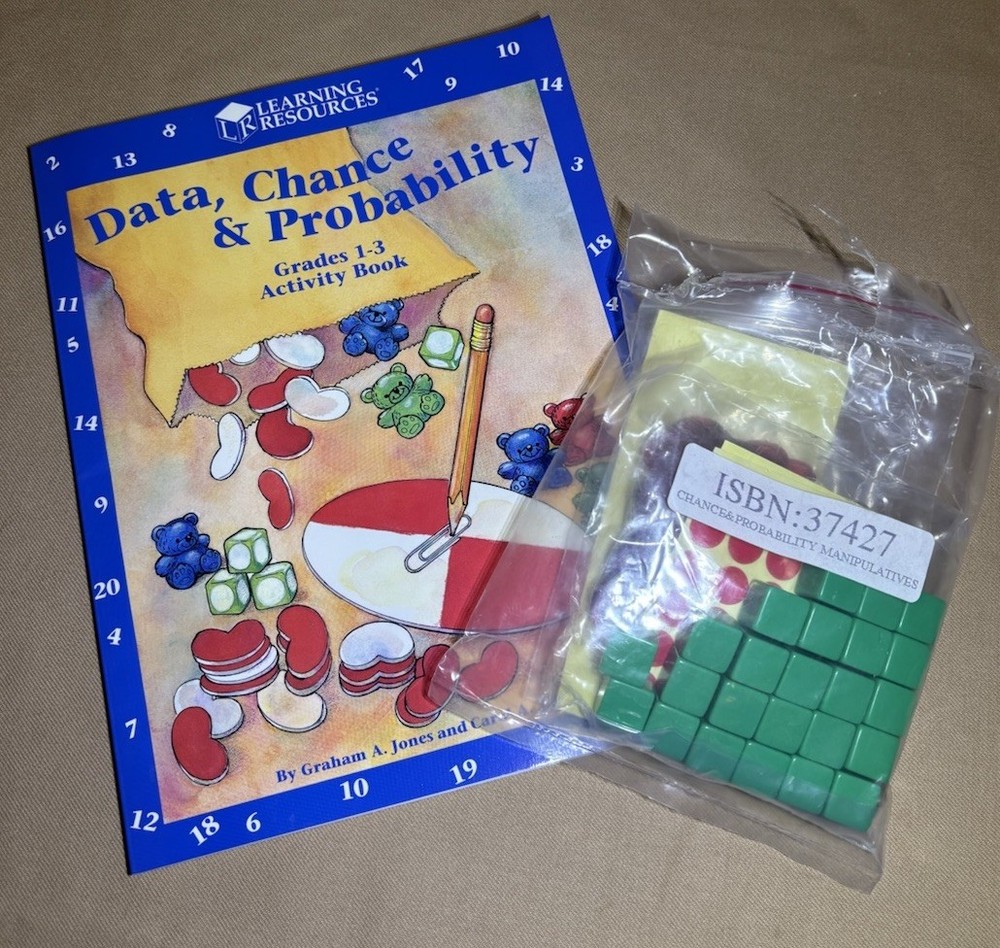 Learning Resources Data, Chance & Probability Grades 1-3 Activity Book & Pieces