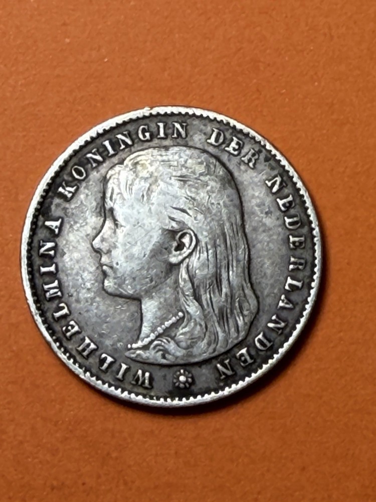 1895 Netherlands 🇳🇱 Silver 25 Cents (A2933)