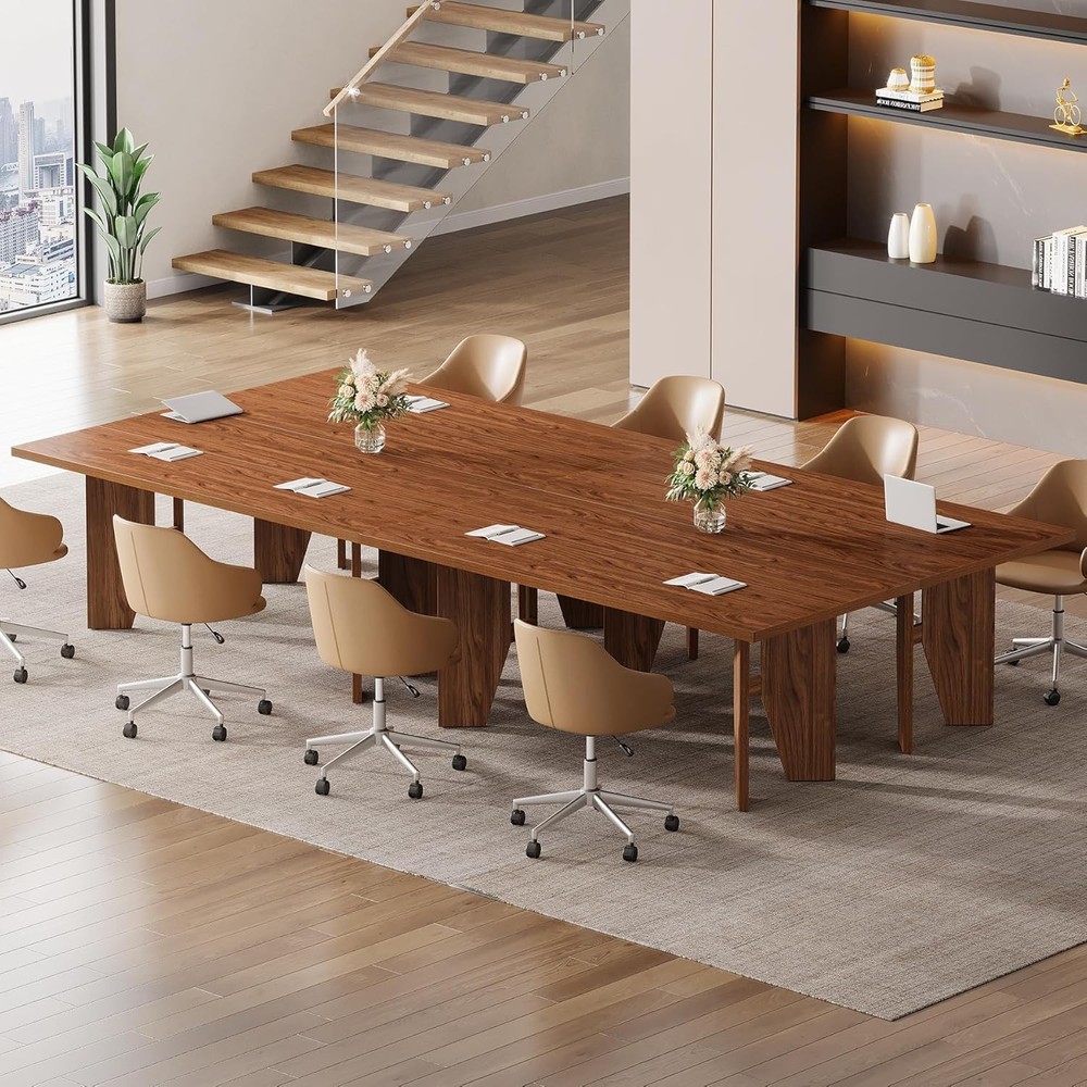 5.3ft Conference Table for 4-6 People, Rectangular Wooden Office Meeting Table