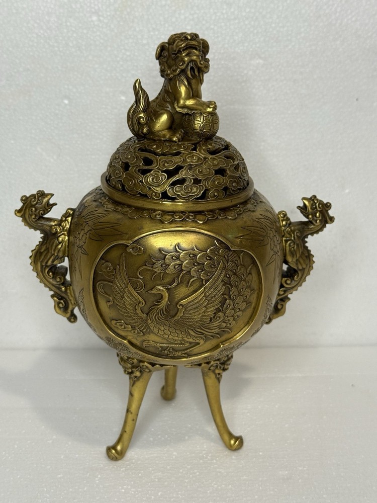 Chinese Style Solid Brass Incense Burner