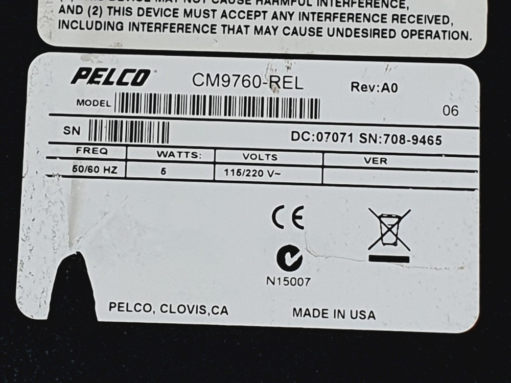 PELCO CM9760-REL Relay Interface Unit # Made in USA