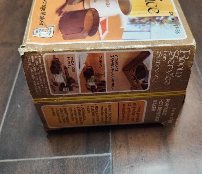 Sunbeam Room Service Portable Packable Hot Beverage Maker #17-58 / Box VTG