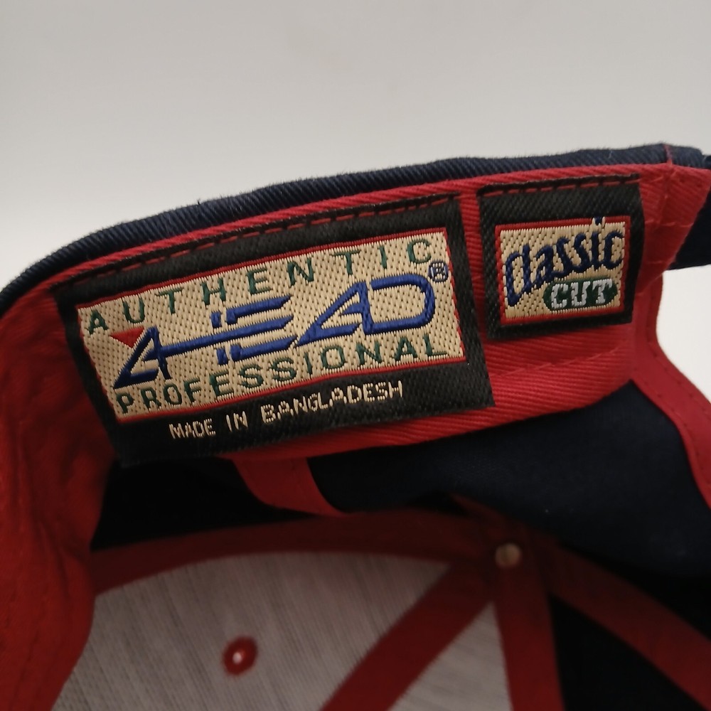 Dancing Rabbit Golf Club Hat Cap Ahead Strapback Navy Blue White Red Script Flag