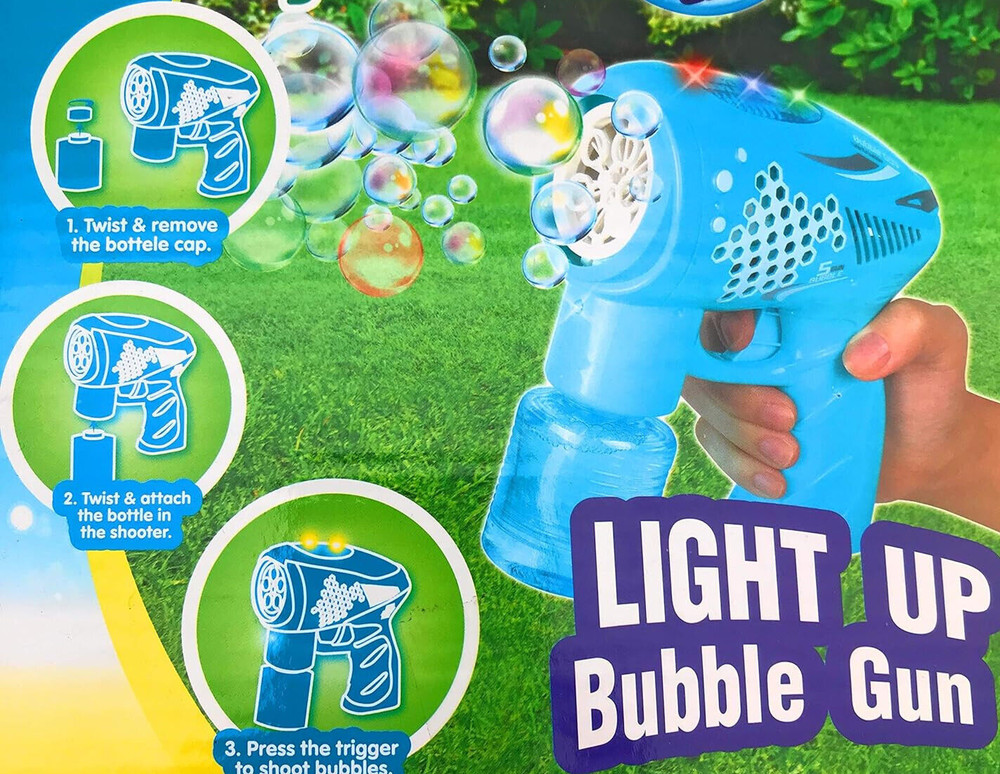 3 Bubble Guns Includes 6 Refill Solution with LED Lights and Music
