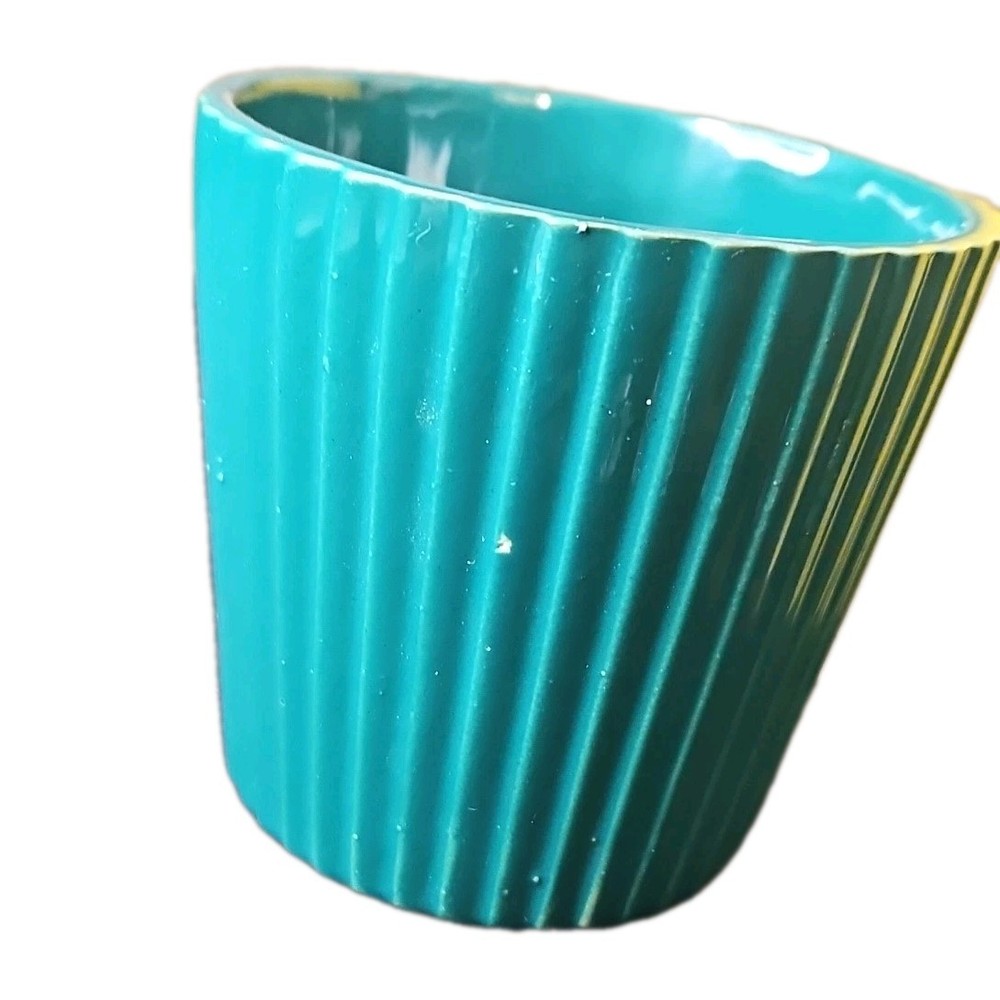 3 ⅜" Royal Copley Dark Green Ribbed Planter
