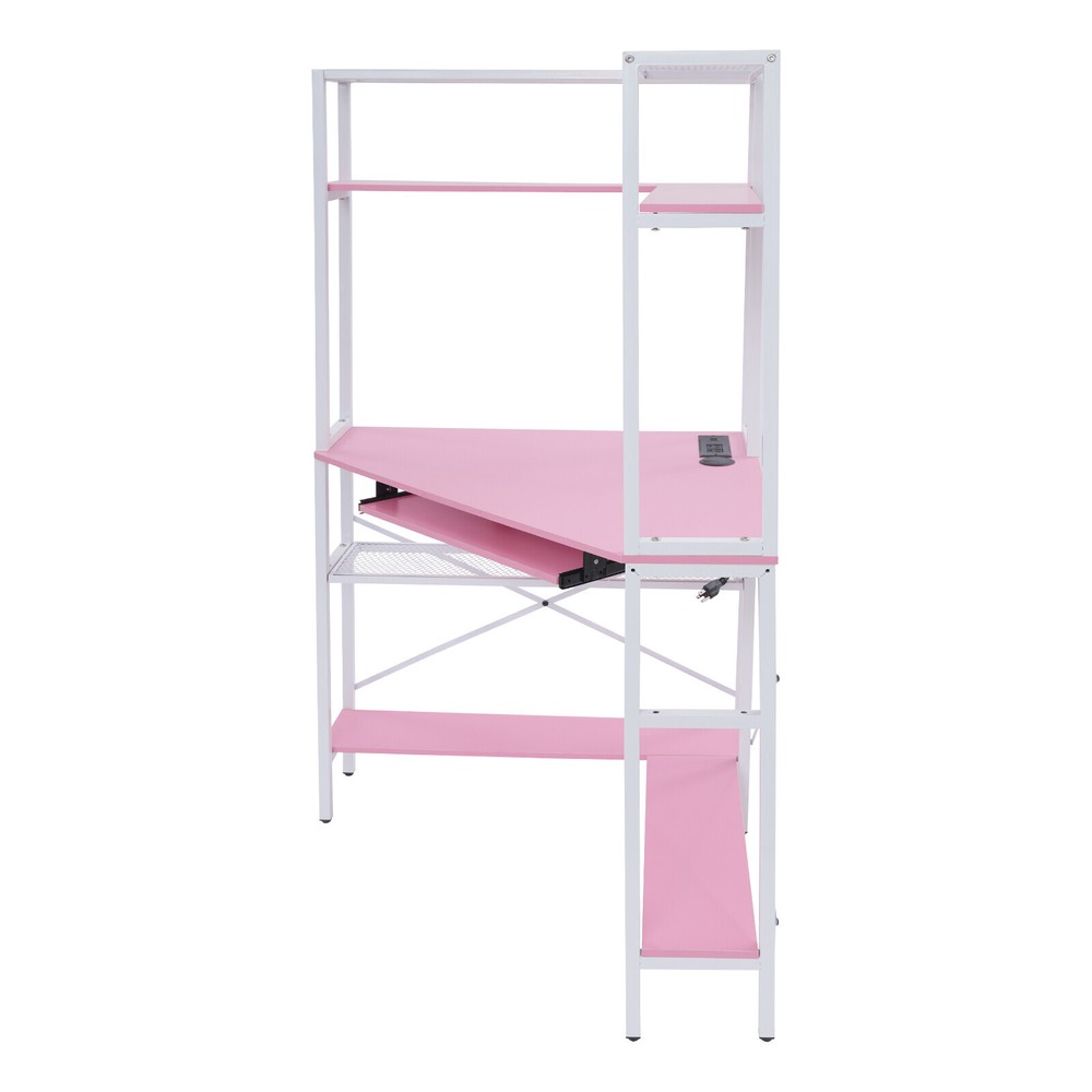 Corner Desk, Corner Computer Desk with Power Outlets, Corner Computer Desk