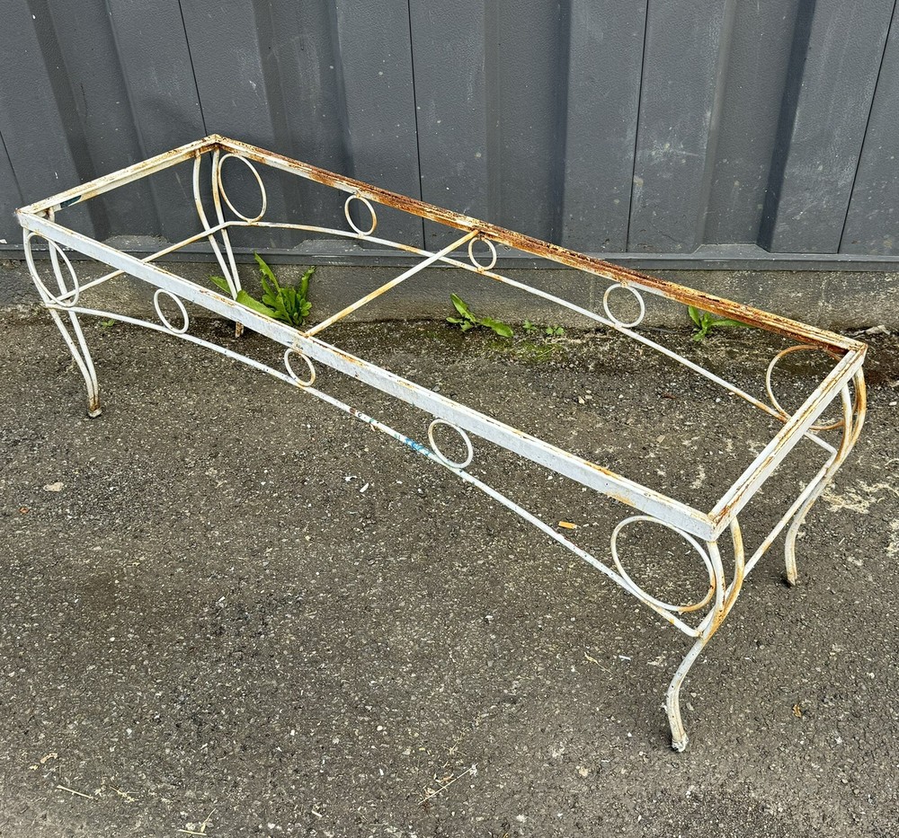 Vintage Wrought Iron White Outdoor Coffee Table