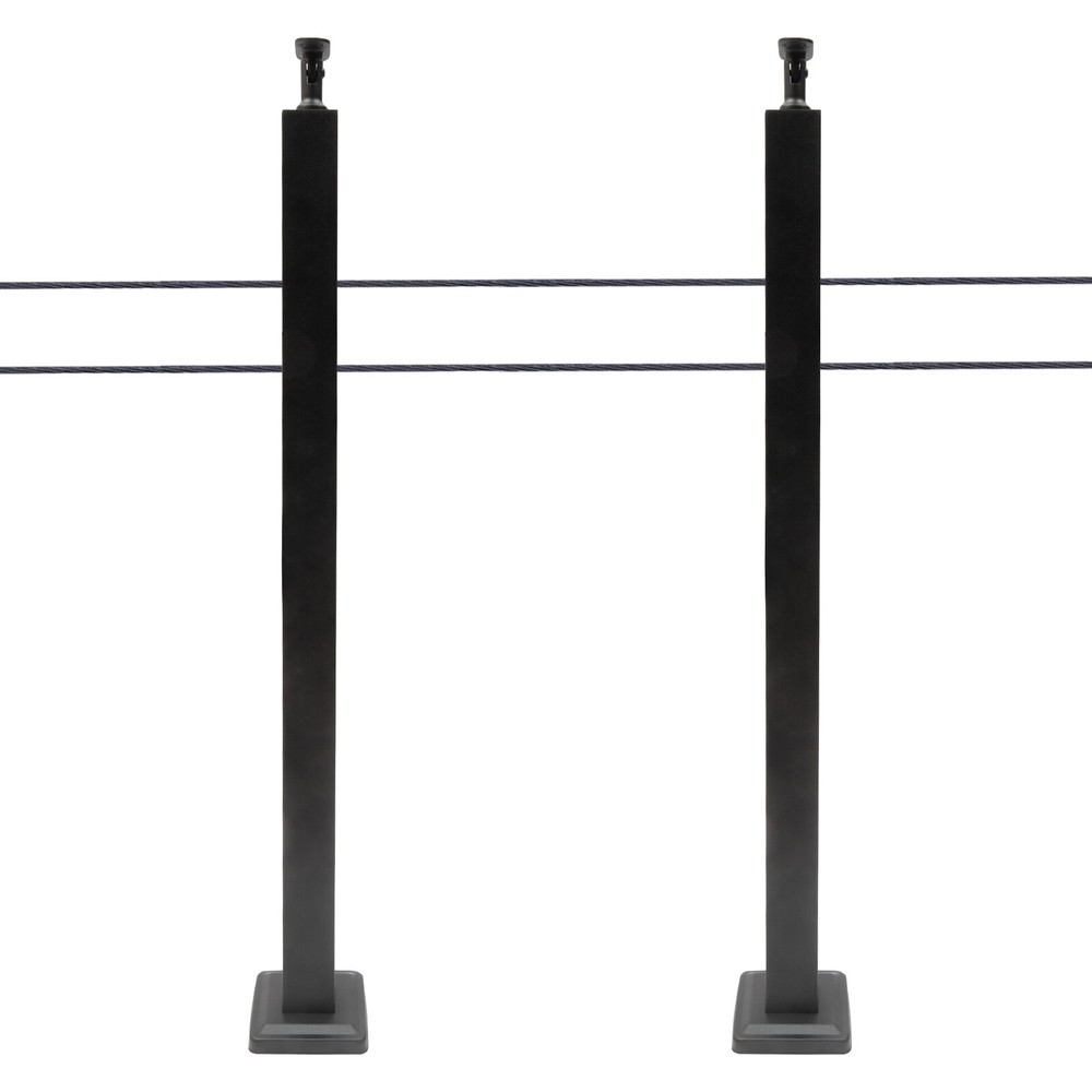 Cable Railing Post 36"x2"x2" Deck Railing Horizontal Drilling Angle Black