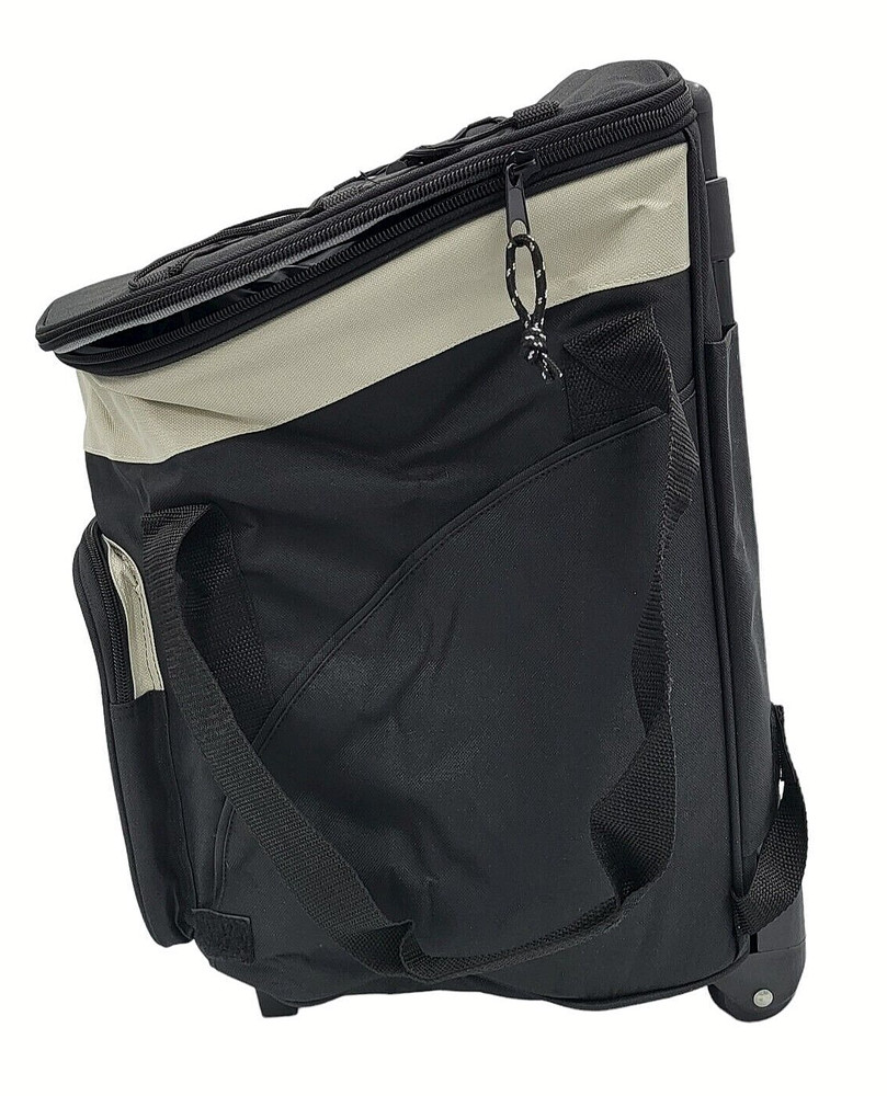 Unbranded Rolling Telescopic Handle Soft-Sided Cooler "WM" Front Logo Black