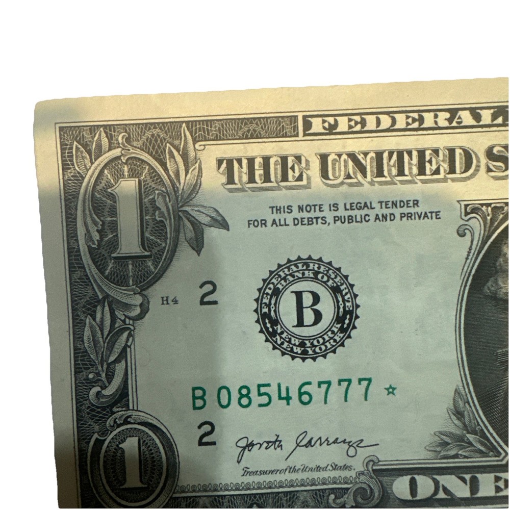 2017 $1 Dollar Bill Star Note, Miscut Cut Error and Low Serial Number
