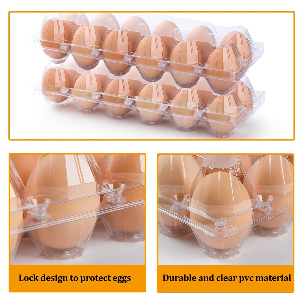 48 Pack Egg Cartons Cheap Bulk 12 Count, 1 Dozen Clear Empty Chicken Egg Cart...